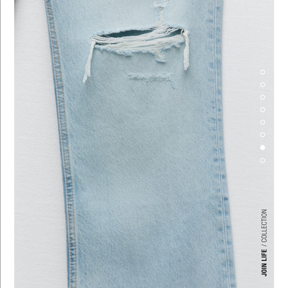 ZARA NWT - Baggy Ripped Cropped Button Down Jeans Size 12 - Picture 6 of 9
